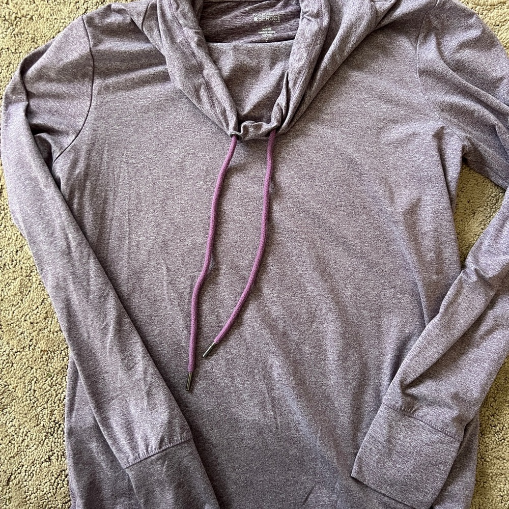 Purple Cowl Neck Long Sleeve Top